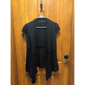 JW Style Women's  Crochet Style Open Front Cardigan Sz M